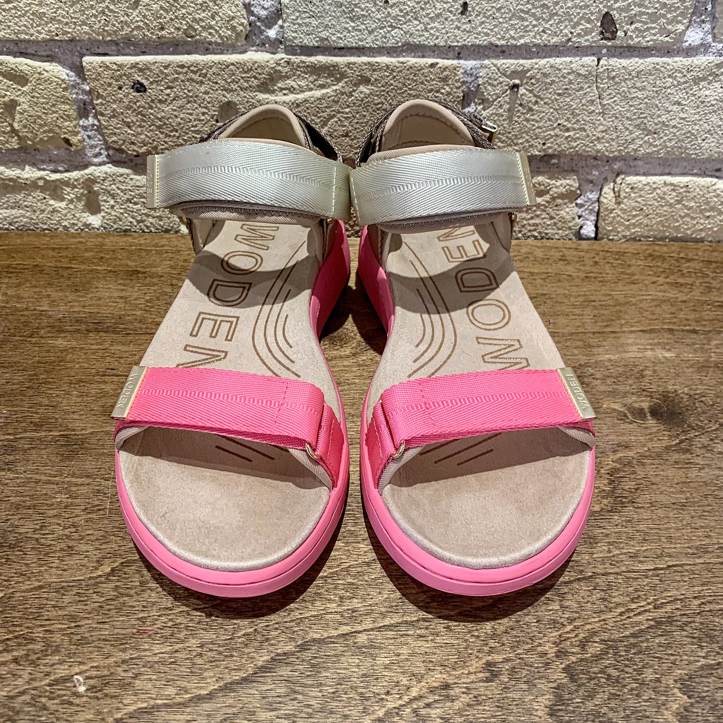 Woden Line Tricolor Sandals Raspberry Multi - shoostore