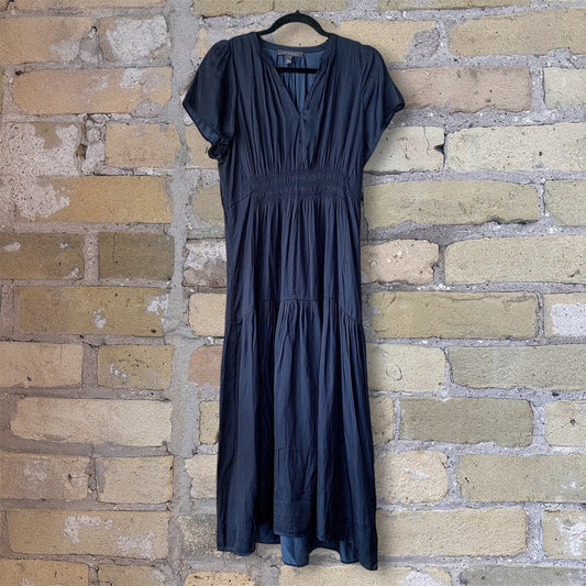 Grade & Gather Ruffle Satin Midi Dress