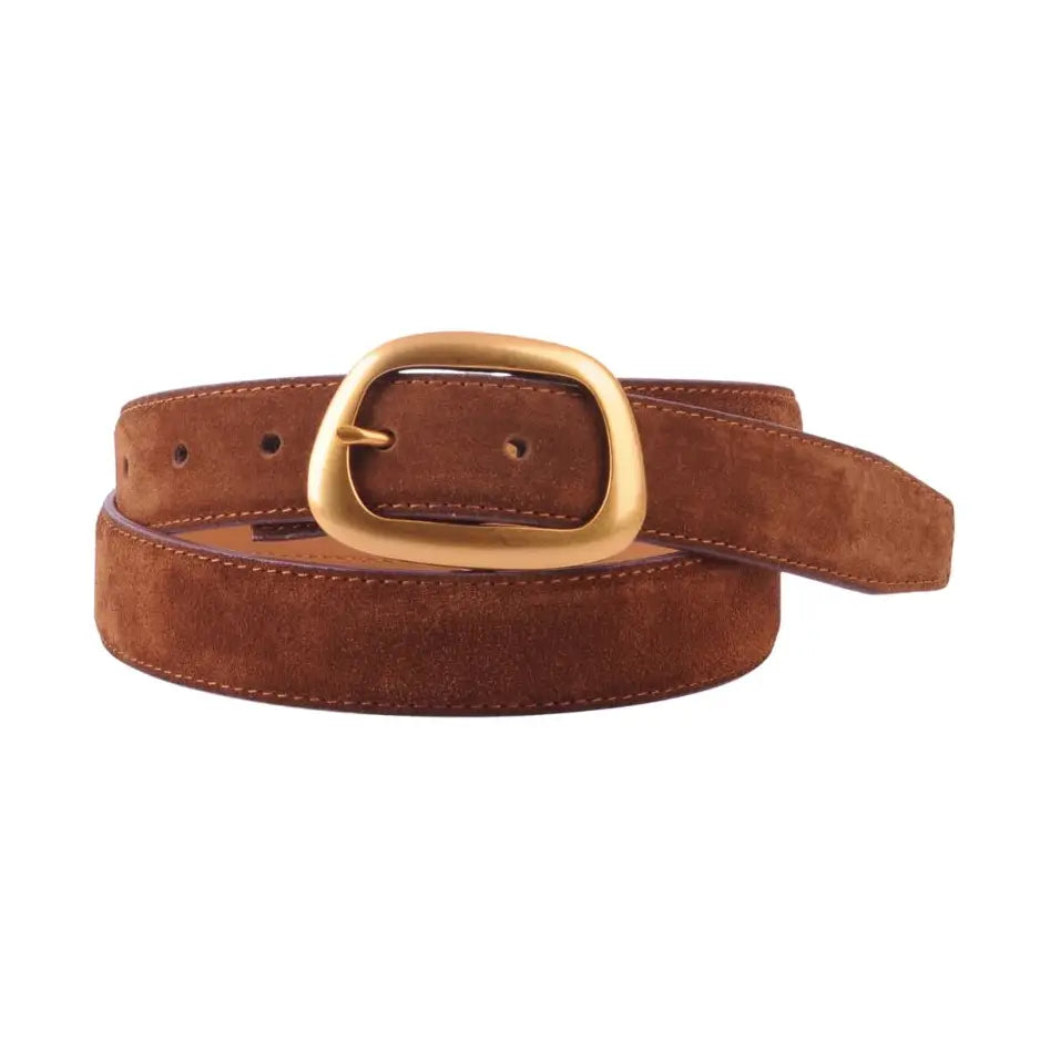 Suede Belt with Organic Shape Buckle - shoostore