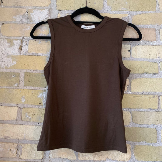 Grade & Gather Wide Shoulder Tank Dark Chocolate