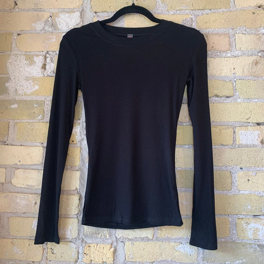 Mono B Long-Sleeve Ribbed Top Black