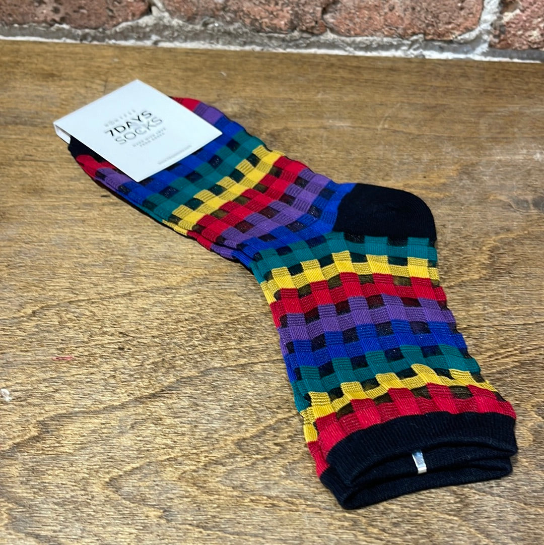 See-Through Rainbow Check Crew Socks
