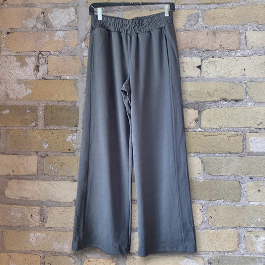 Mono B Luxe Rib Wide Leg Pant Ash Grey