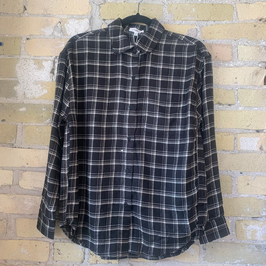 River Plaid Button Up Ash Black