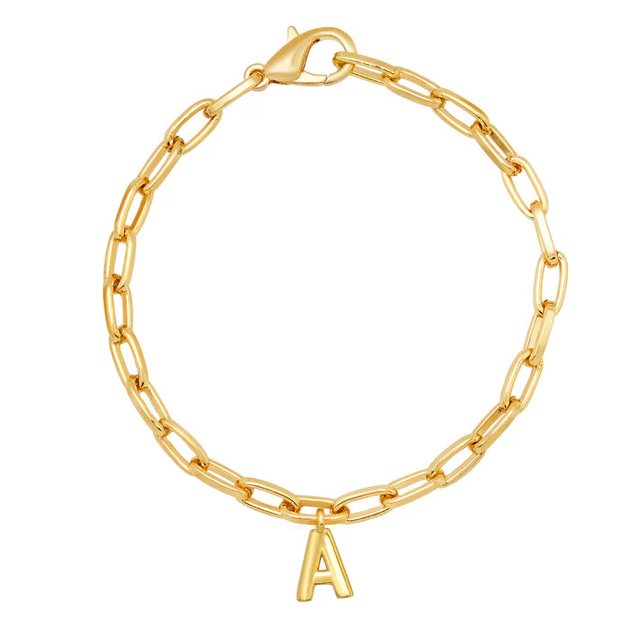 Jen Hansen Paperclip Initial Bracelet Gold A