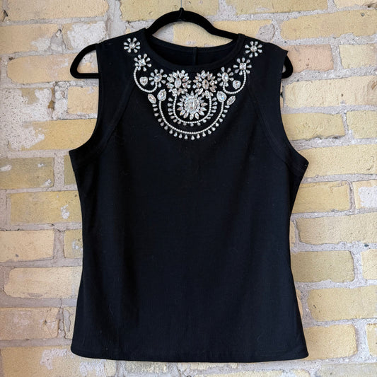 Gearhead Black Bling Hi Neck Tank - shoostore