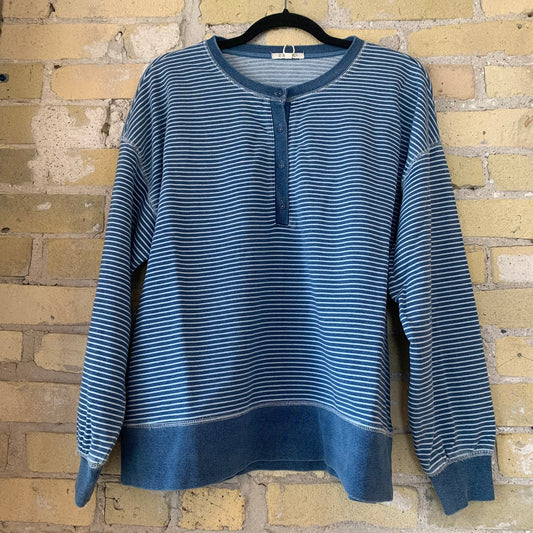 Apollo Striped Sweatshirt In Vintage Indigo