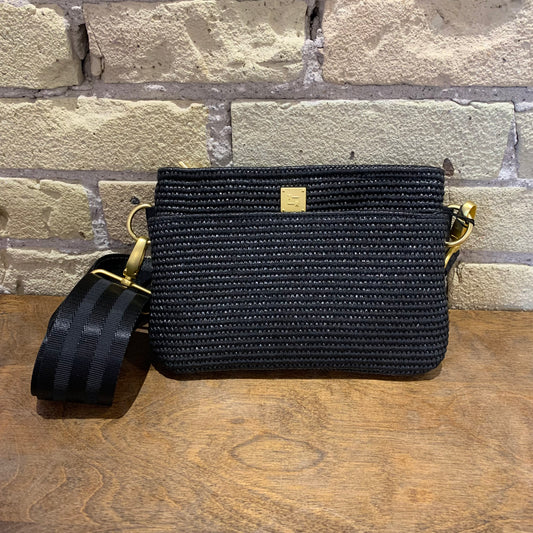 THINK ROYLN Bum Bag Black Raffia - shoostore