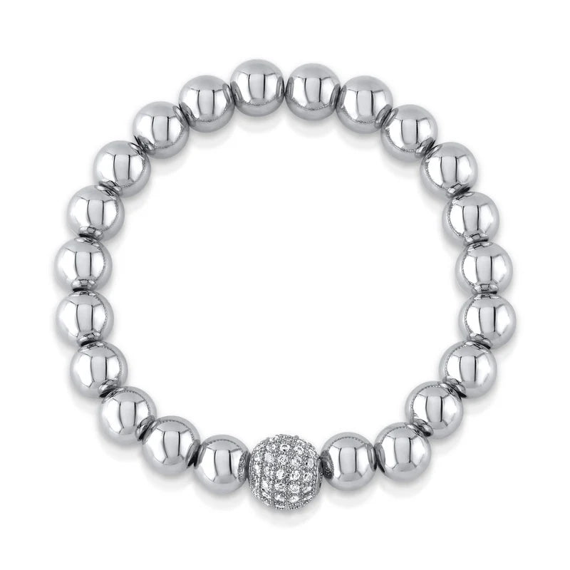 Jen Hansen10mm Cz Ball Stretch Bracelet, Silver