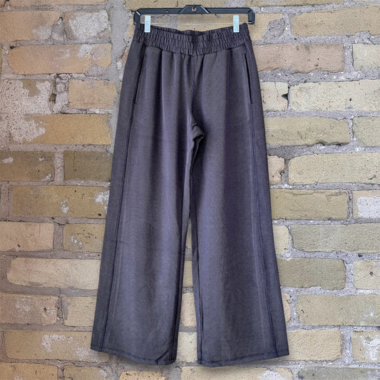 Mono B Luxe Rib Wide Leg Pant Black
