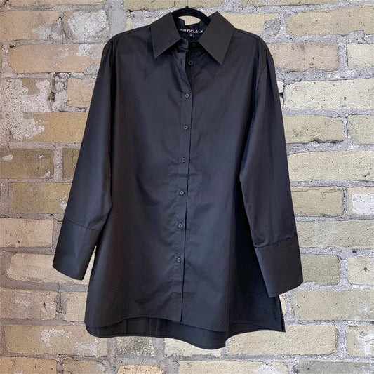Article X Wrap Button Down Shirt Black