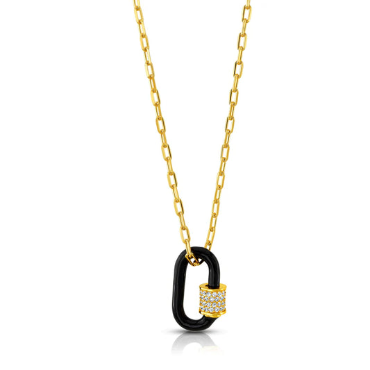 Jen Hansen Black Enamel Carabiner Chain, Gold