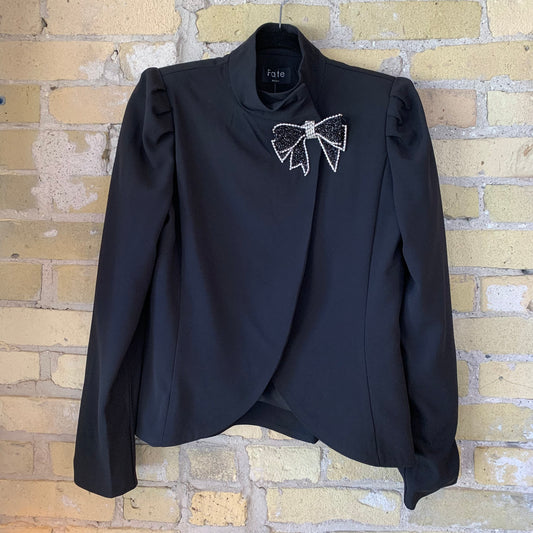 Fate Black Jacket With Beaded Bow