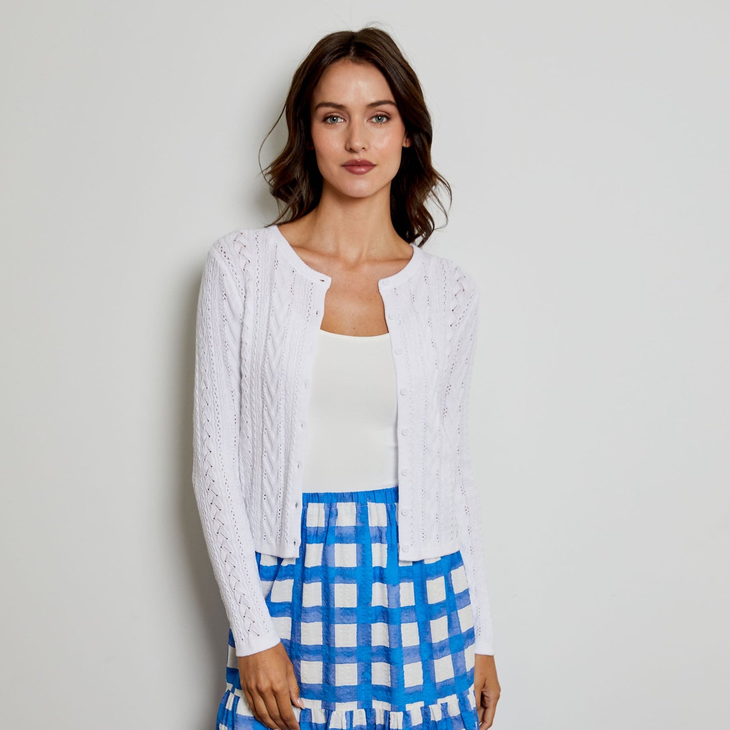 Design History Pointelle Crew Cardigan - shoostore