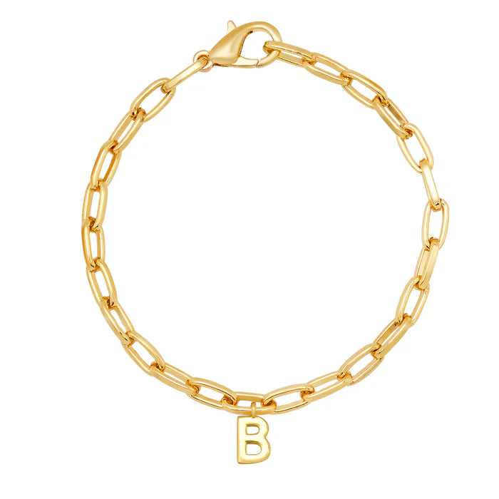 Jen Hansen Paperclip Initial Bracelet Gold B