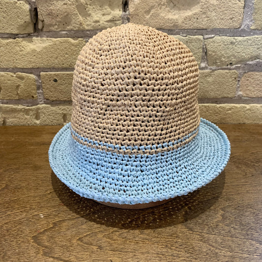 Dot.s Natural Rafia Hat Light Blue Brim
