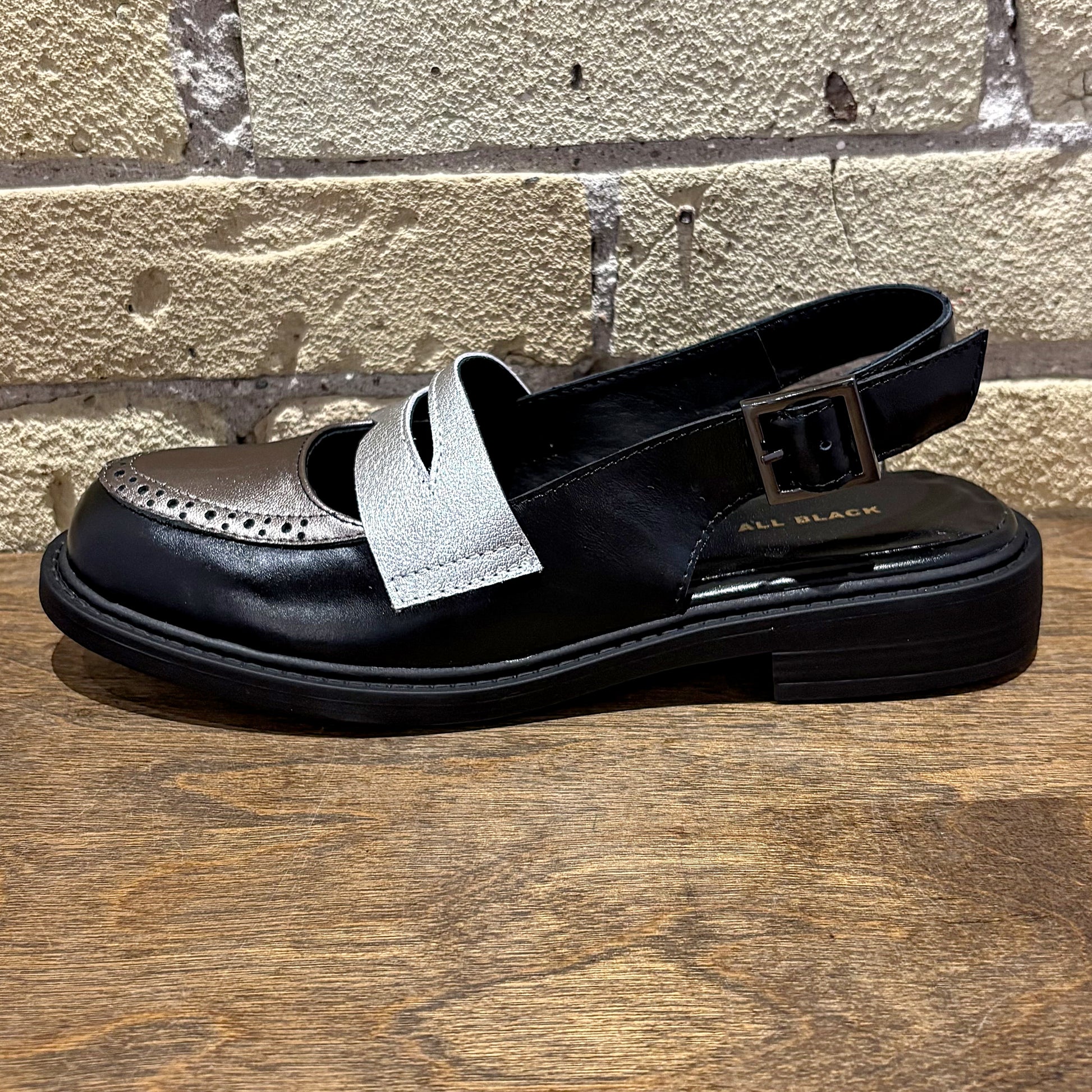 All Black Penny Sling - shoostore