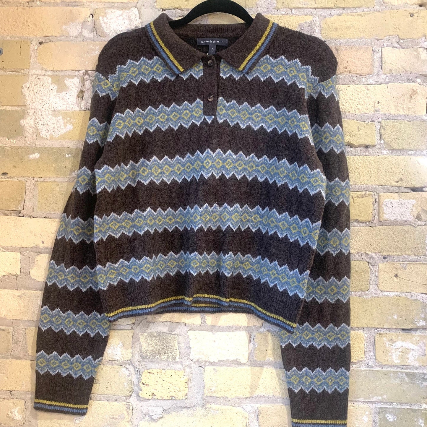 Grade & Gather Diamond Knit Polo Sweater