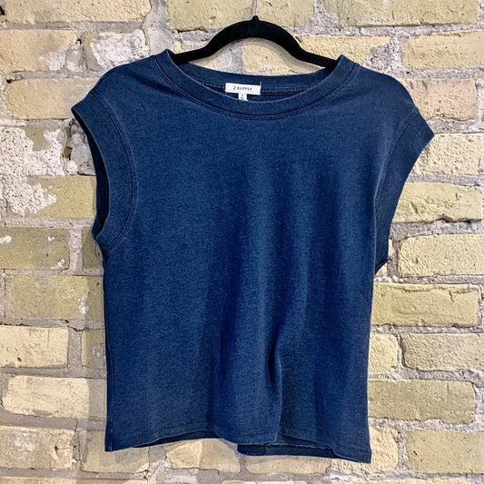 Z Supply Camino Jersey Denim Top Indigo - shoostore