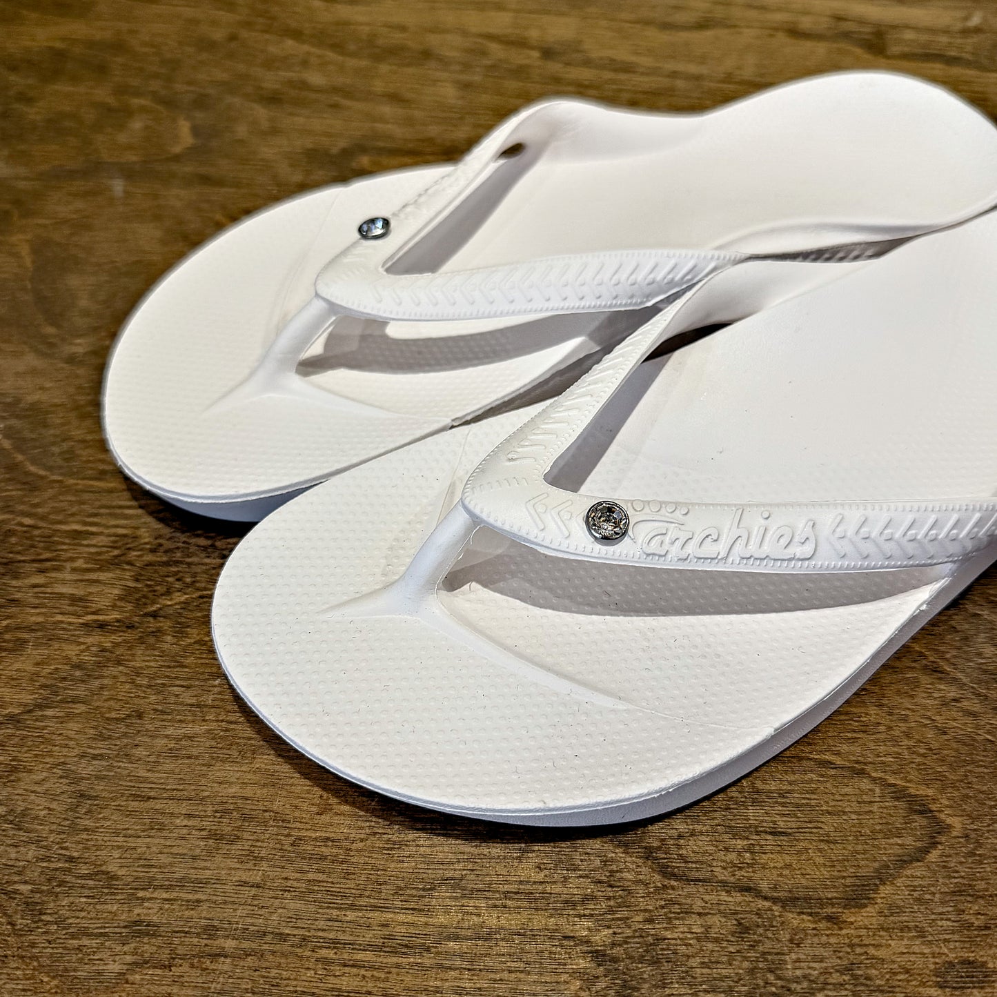 Archies Crystal White - Arch Support Flip Flops