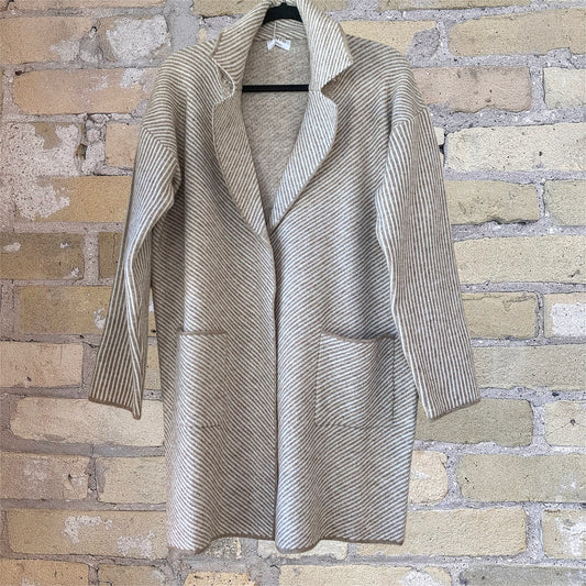 Fate Diagonal Stripe Open Front Coat