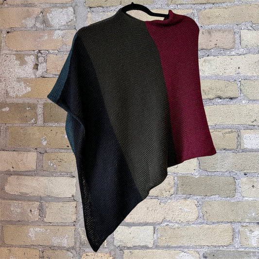 Chat Noir Multi Block Wrap Poncho