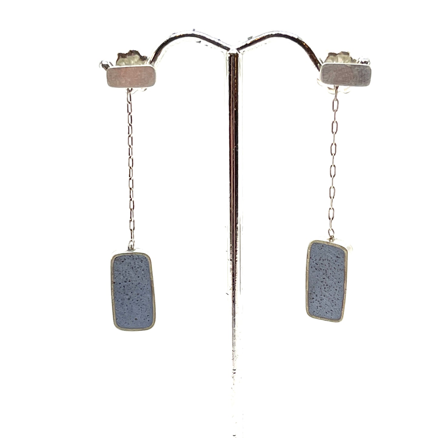 Effortless Concrete Dangle Rectangle Earring Blue