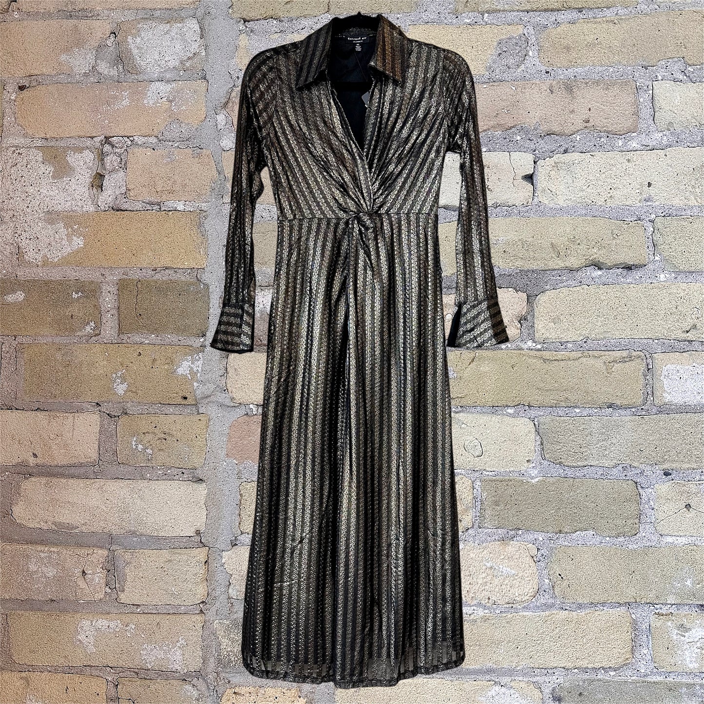 Current Air Black &  Gold V-neck Midi Dress