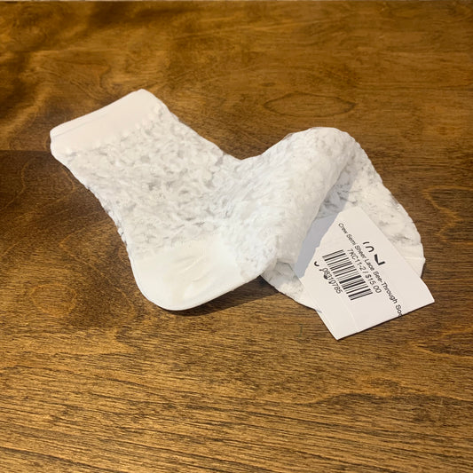 Crew Semi Sheer Lace See-Through Socks - shoostore