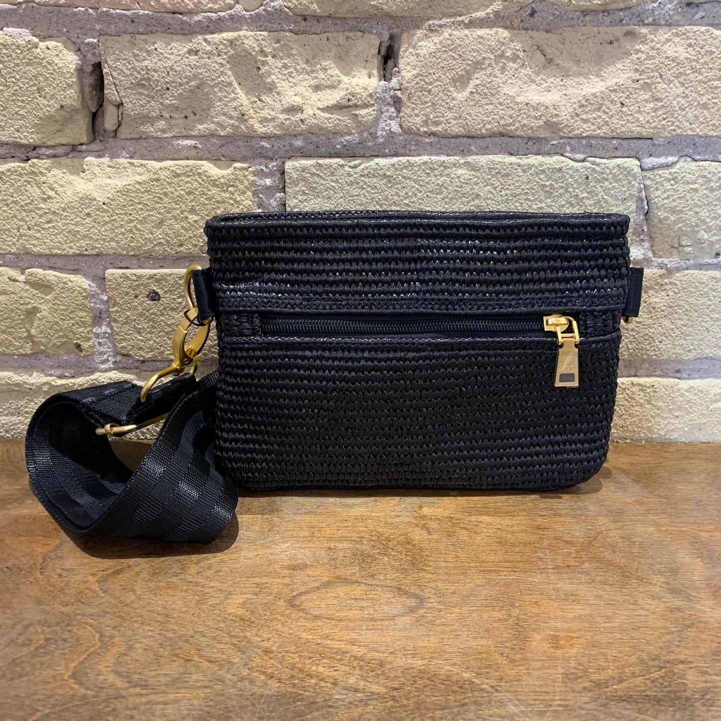 THINK ROYLN Bum Bag Black Raffia - shoostore
