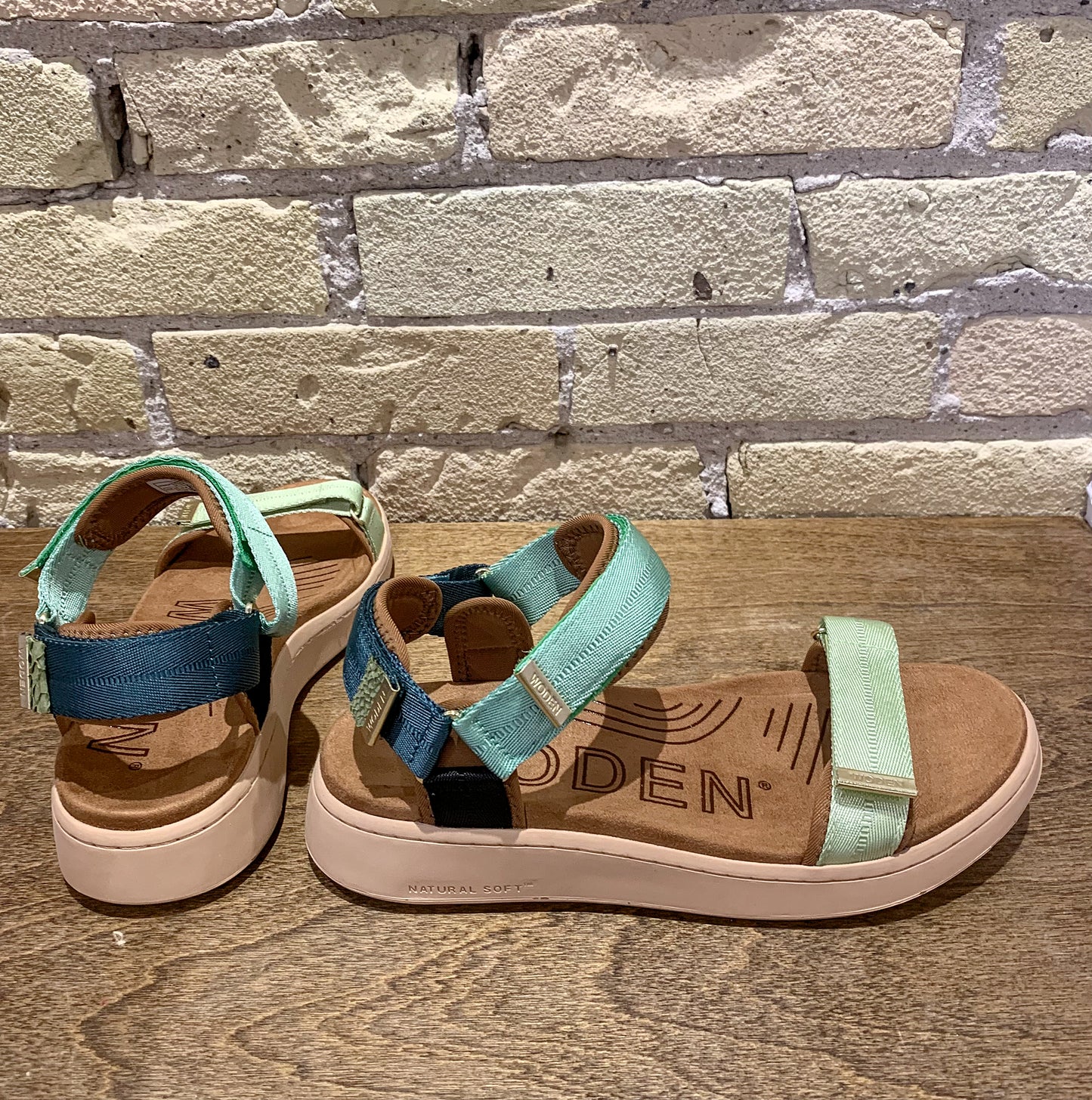 Woden Line Sandals Green Apple Multi