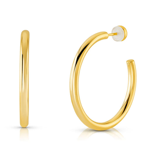 Jen Hansen 35mm  Hollow Hoop Earrings, Gold