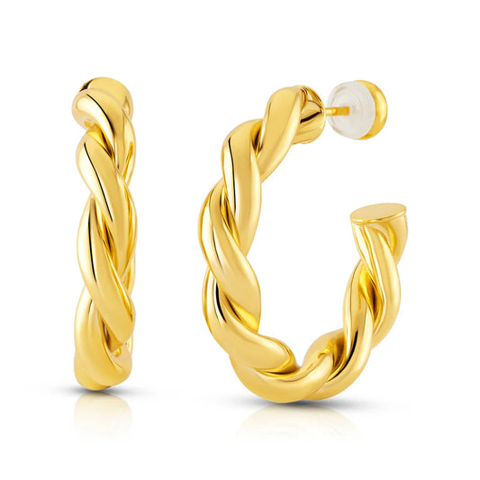 Jen Hansen Twisted Hoop Earrings, Gold