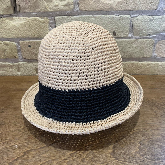 dot.s Raffia Hat Thick Black Stripe
