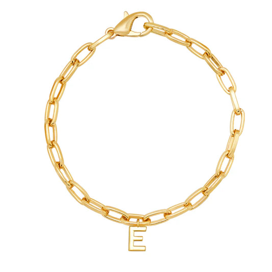 Jen Hansen Paperclip Initial Bracelet Gold E