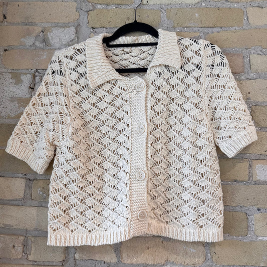 Grade & Gather Crochet Short Sleeve Cardigan