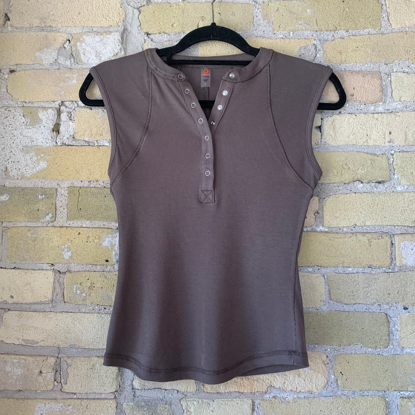 Mono B Micro-Ribbed Henley Tank