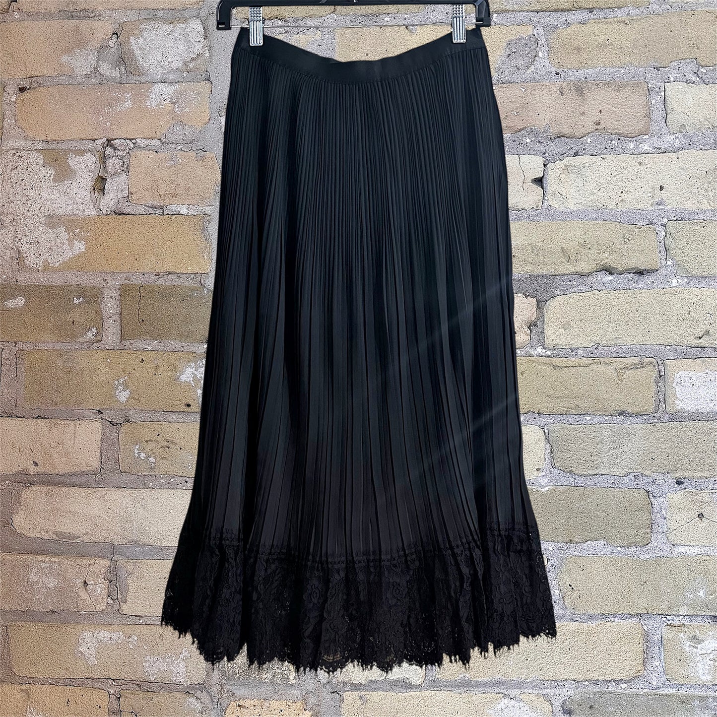 Current Air Black Long Skirt with Lace Detail