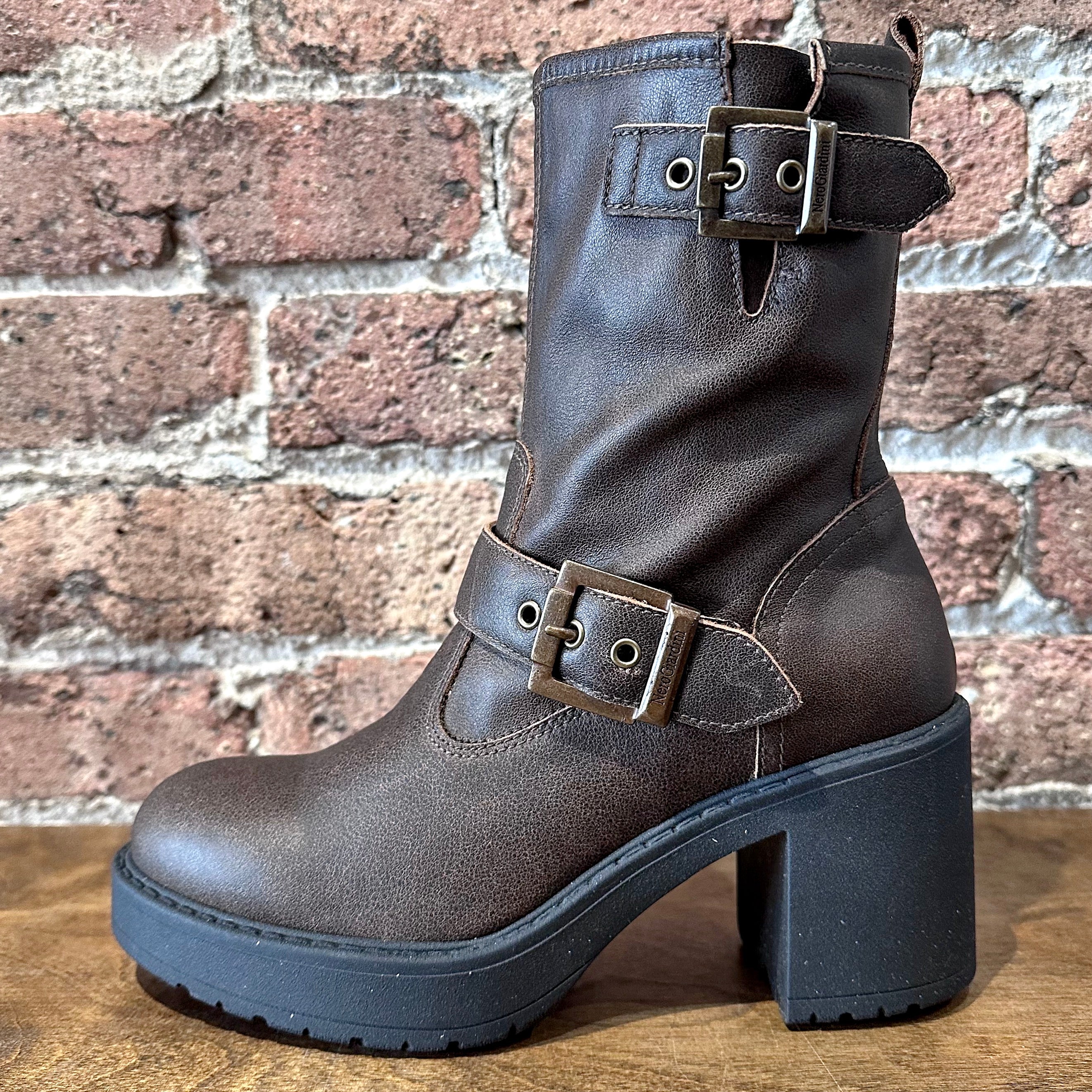 Brown moto boot best sale