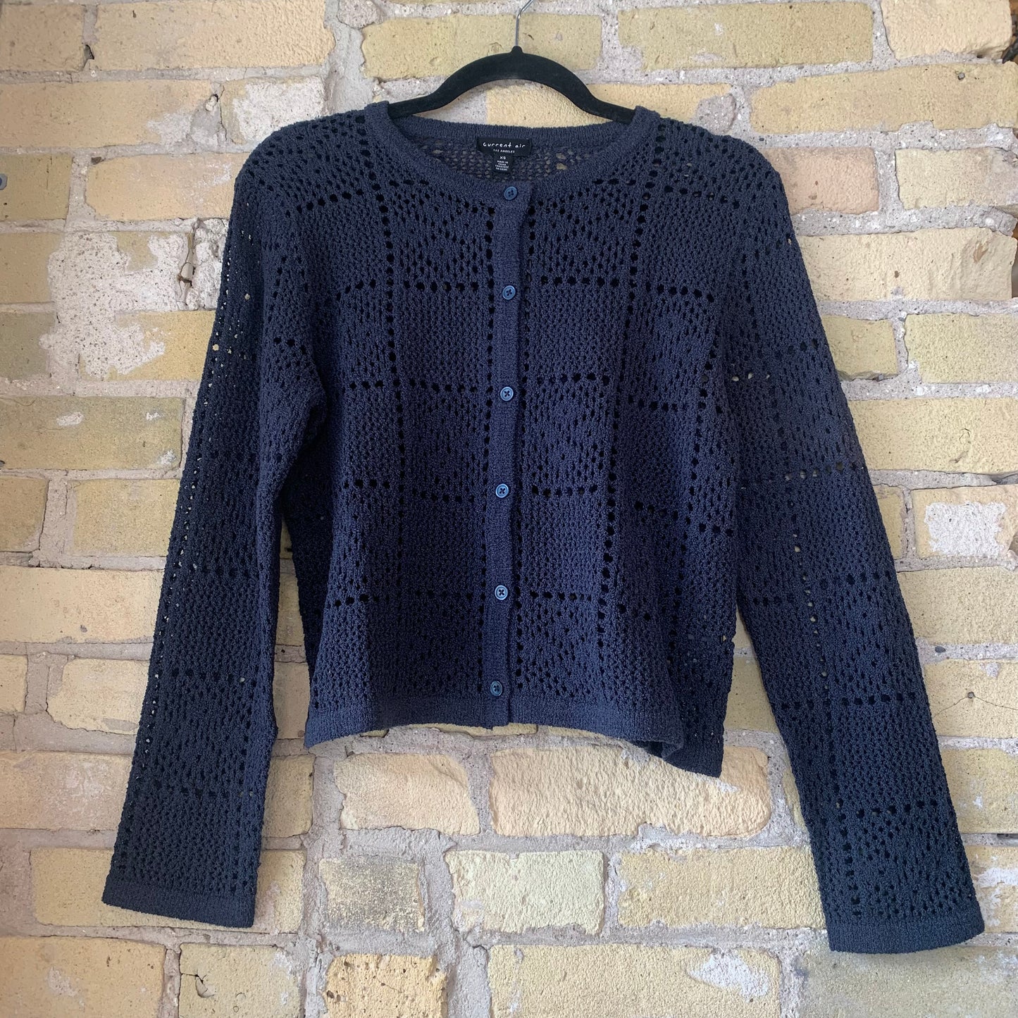 Current Air Open Knit Cardigan Navy