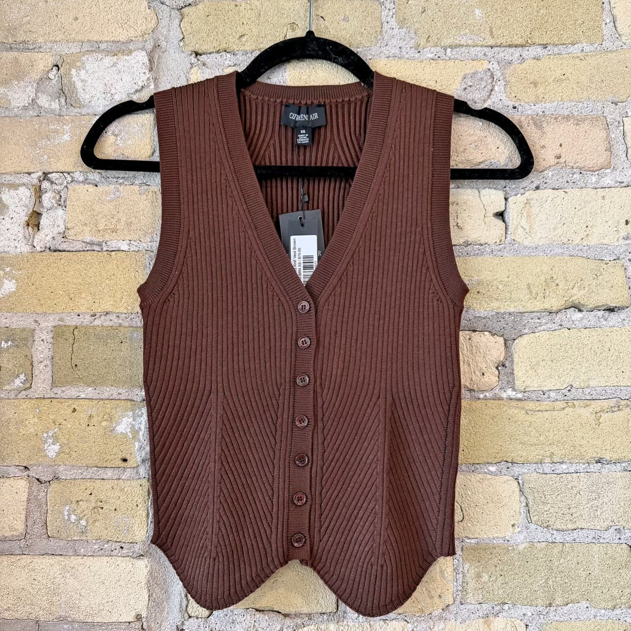 Current Air Ribbed Knit Vest Brown - shoostore