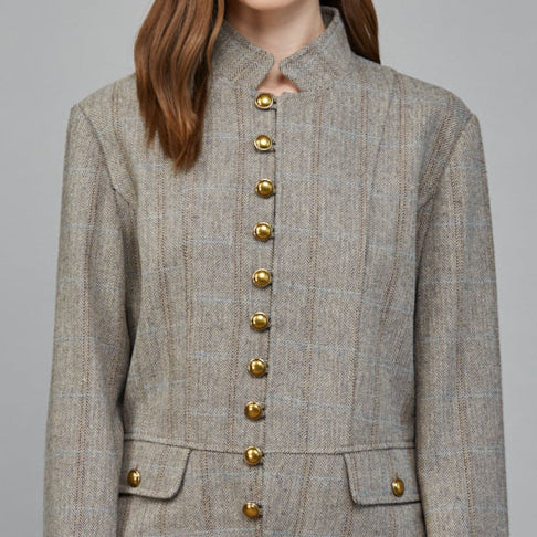Fate Herringbone Stand Collar Jacket
