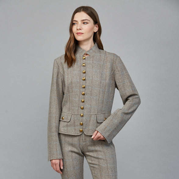 Fate Herringbone Stand Collar Jacket