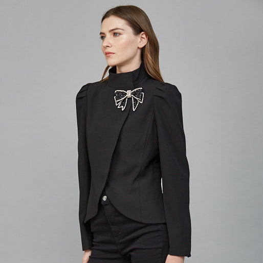 Fate Black Jacket With Beaded Bow