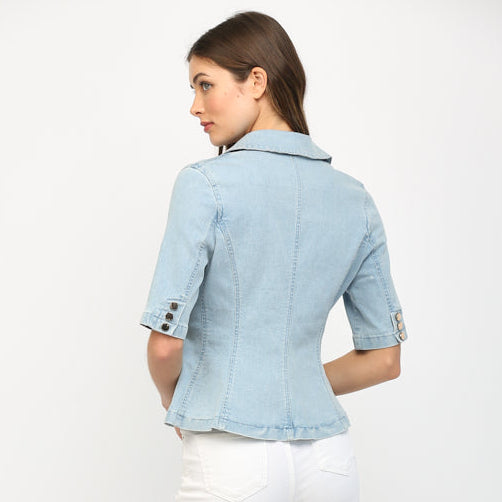 Fate Short Sleeve Denim Blazer - shoostore