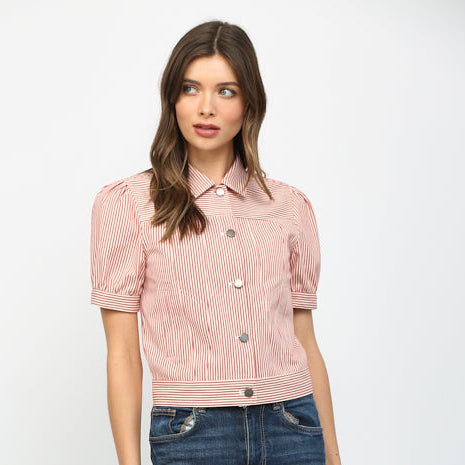 Fate Striped Denim Cropped Jacket - shoostore