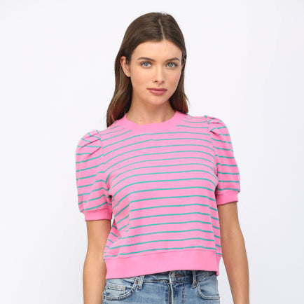 Fate Striped Puff Sleeve Top