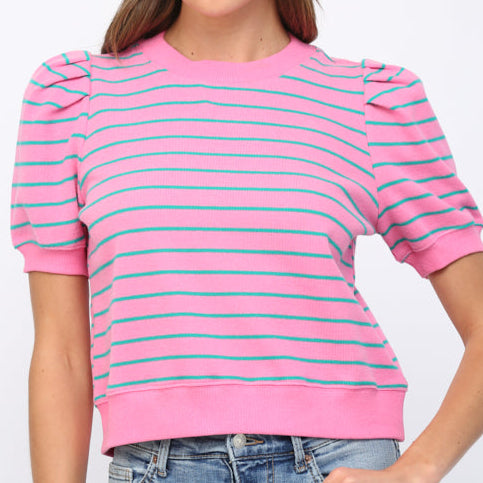 Fate Striped Puff Sleeve Top