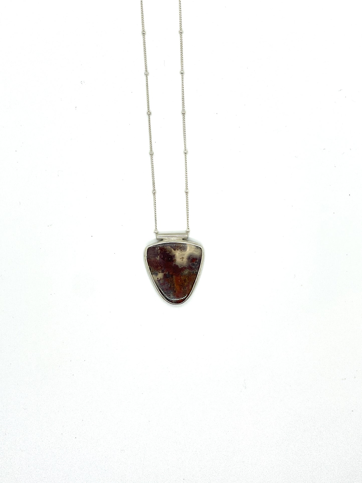 Plume agate and sterling silver necklace