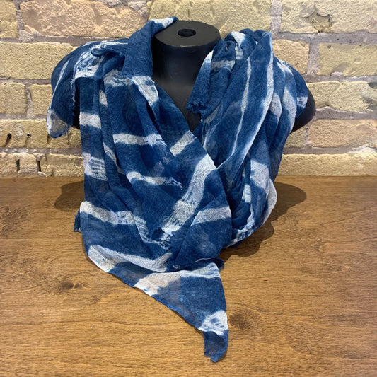 BZ Hand Dyed Scarf Indigo Plaid - shoostore